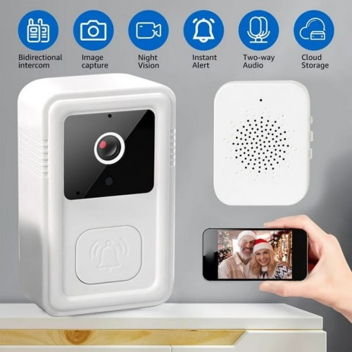 جرس الباب الذكي بكاميرا HD ورؤية ليلية – تحكم من الموبايل عبر WiFi