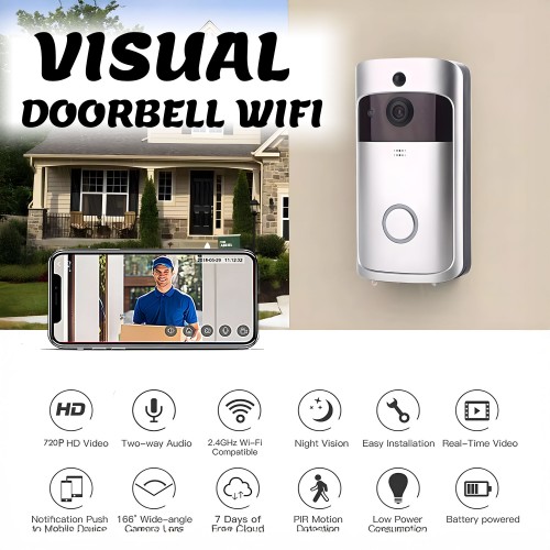 جرس الباب الذكي Visual Doorbell WiFi – جرس بكاميرا بدقة عالية ورؤية ليلية